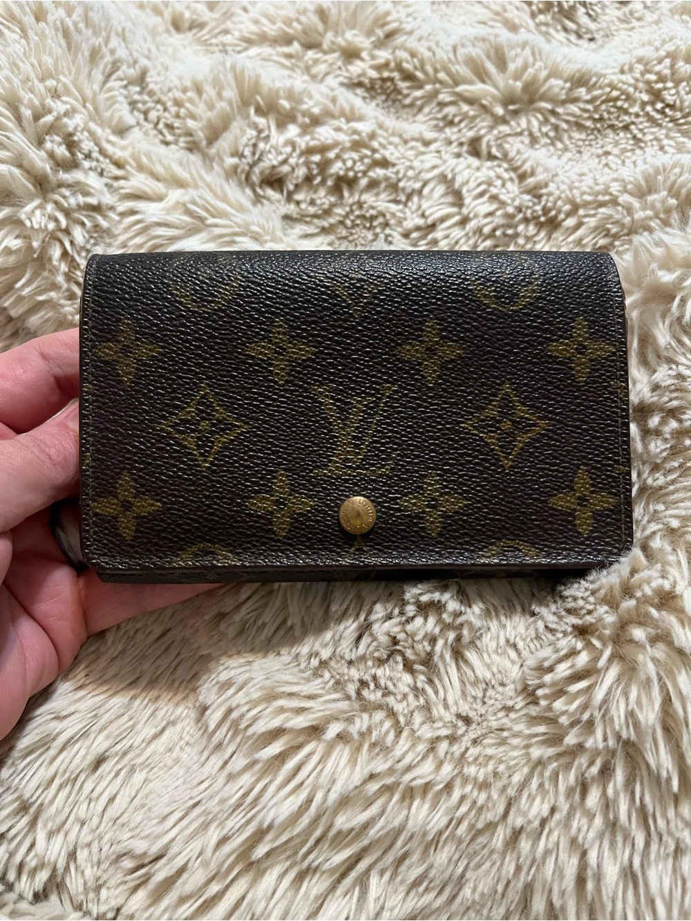 Louis Vuitton Monogram Canvas Compact Wallet in Brown and Gold